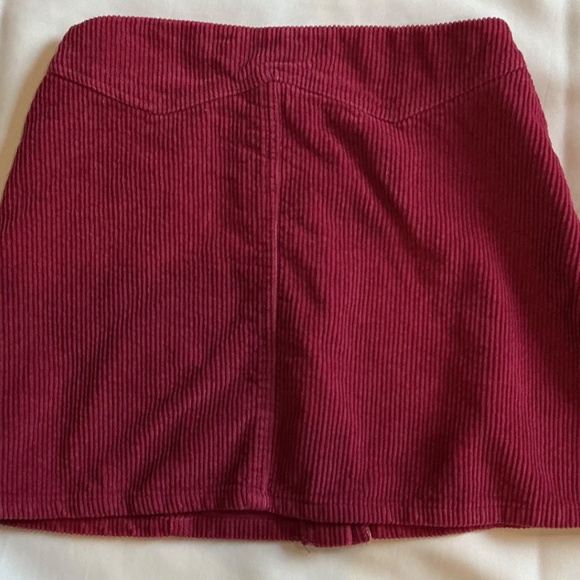She + Sky Small Mini Wide Wale Corduroy Skirt Red Burgundy Button Front Y2K Vibe - Picture 2 of 6